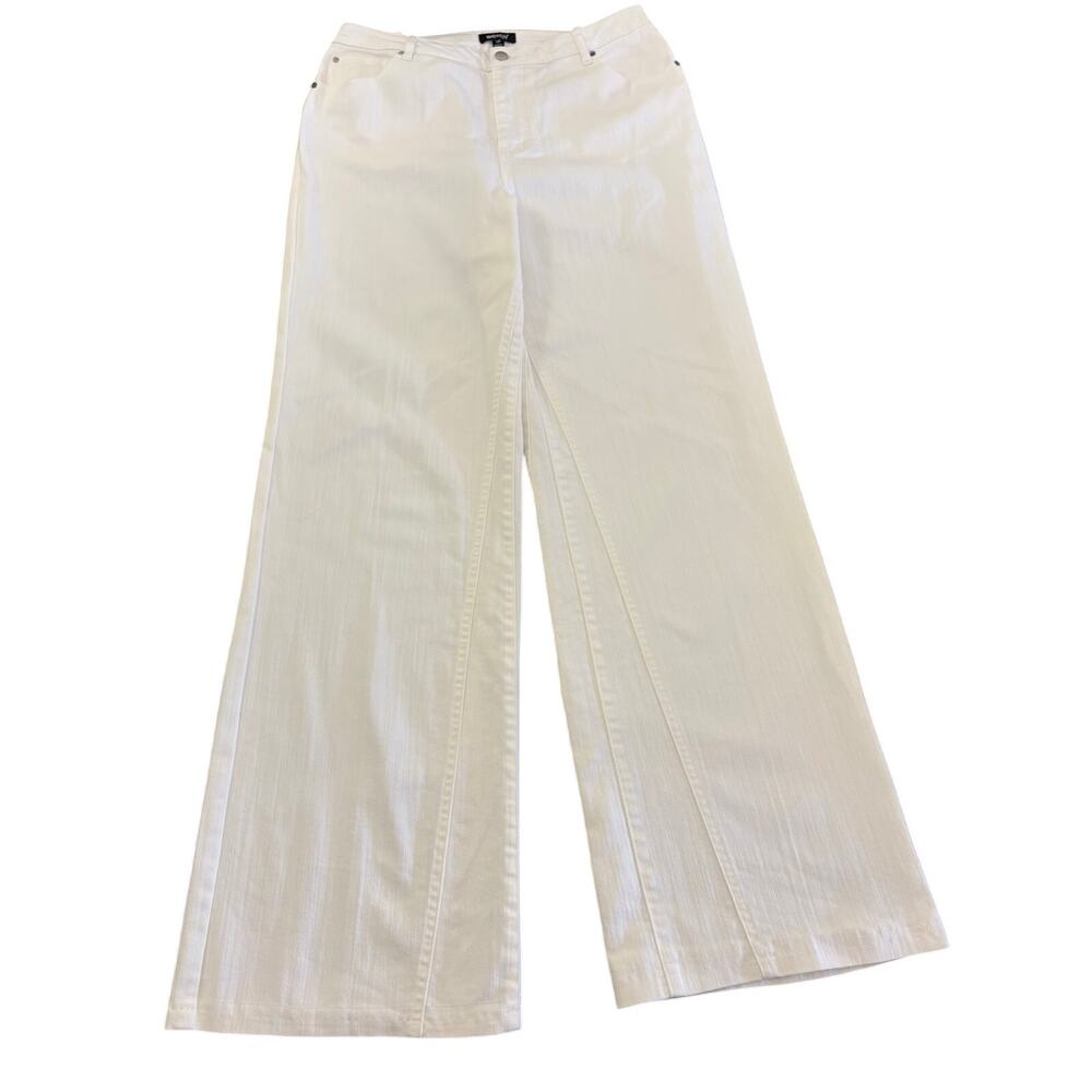 Metro Style Womens White Wide-Leg Jeans Highrise Pants Sz. 14 Tall Closet Staple